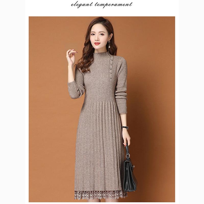 Long knit shirt over the waist waist long sleeve round neck sweater bottom skirt  women's clothing