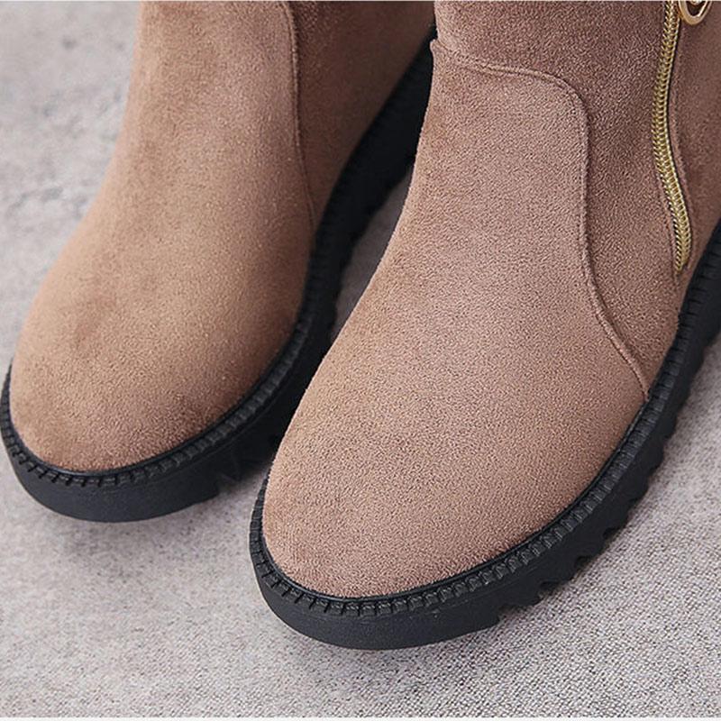 Short Boots Ladies Winter Chelsea Boots Flat Bottom Non-slip Warmth Platform Shoes Side Zipper Naked Boots