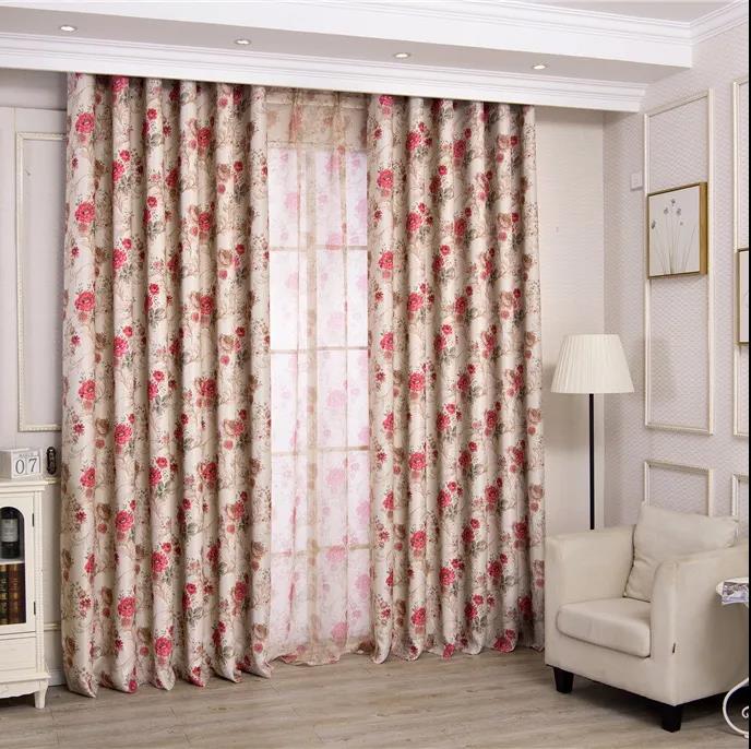 Blackout Curtain Fabric European-style Simple Modern Pastoral Style Living Room Bedroom Curtain Window Screen(W150xH270cm)