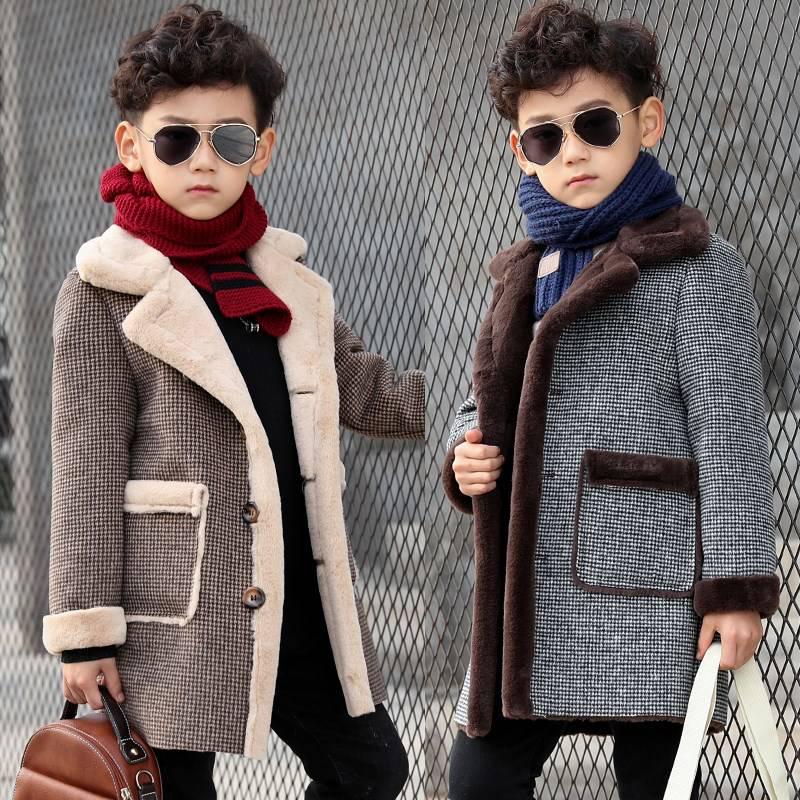 Boys Coats Autumn Winter Fashion Children's Plus Velvet Warming Cotton Fleece Jacket