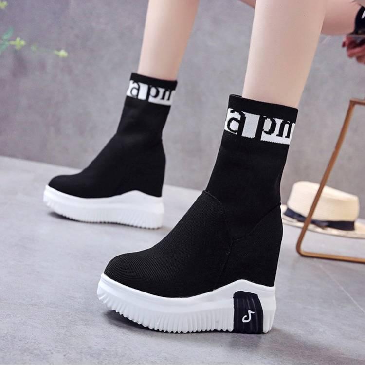 Autumn Winter Super High Martin Boots Female Boots Thick Bottom Casual Shoes Elastic Sock Ankle Boot