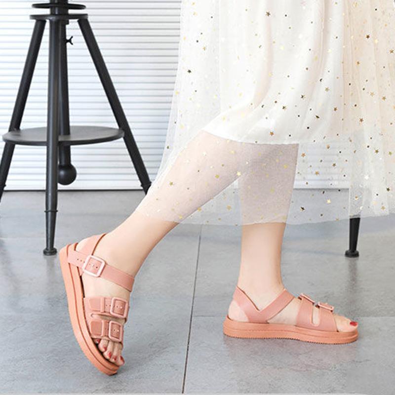 Summer Roman Sandals Female Students Korean Version of The Social Wild Ladies Flat Harajuku Style Beach Sandals