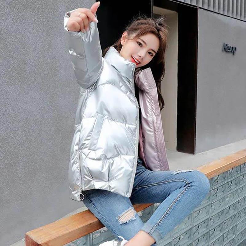 Disposable Glossy Short Down Down Cotton Jacket Women's Loose Stand-up Collar Cotton Jacket Bread Jacket Women's Jacket Trendy