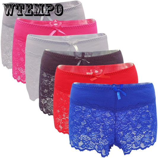 6 pcs Lace Sexy Floral Underwear Women Transparent Panties Low-rise Embroidery Briefs Boxer