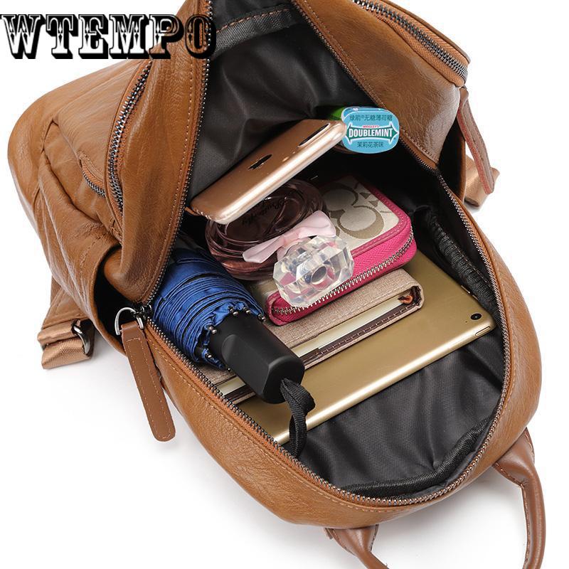 Shoulder Bag Female Leather Solid Color Bag Fashion Casual Travel Backpack Ladies Shoulder Bag