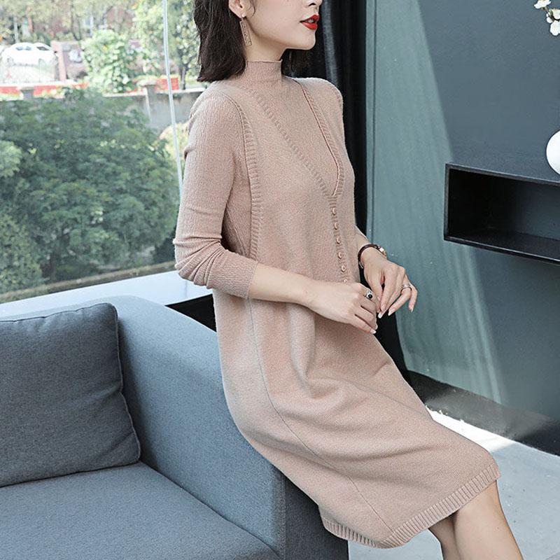 Autumn and Winter Long Sweater Vest Skirt Loose Sleeveless Knitted Dress Fashion Solid Color Female Vest Skirt