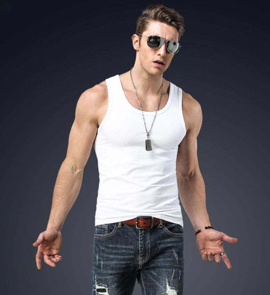 Summer Men's Cotton Vest Youth Breathable Sports Fitness Slim Stretch Top