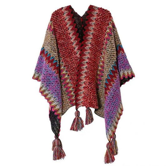 Autumn and Winter Chinese Style Shawl Dual-purpose Cloak Red Warm Scarf Travel Thick Cloak