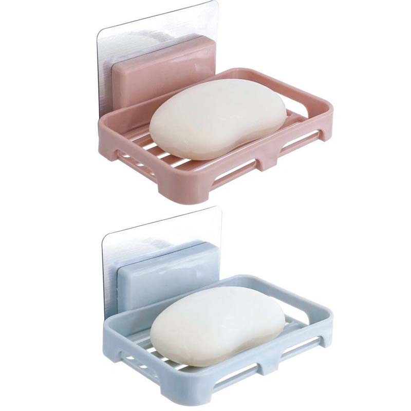 2 Pcs Drain Soap Box Home Bathroom Wall-shaped Soap Storage Box