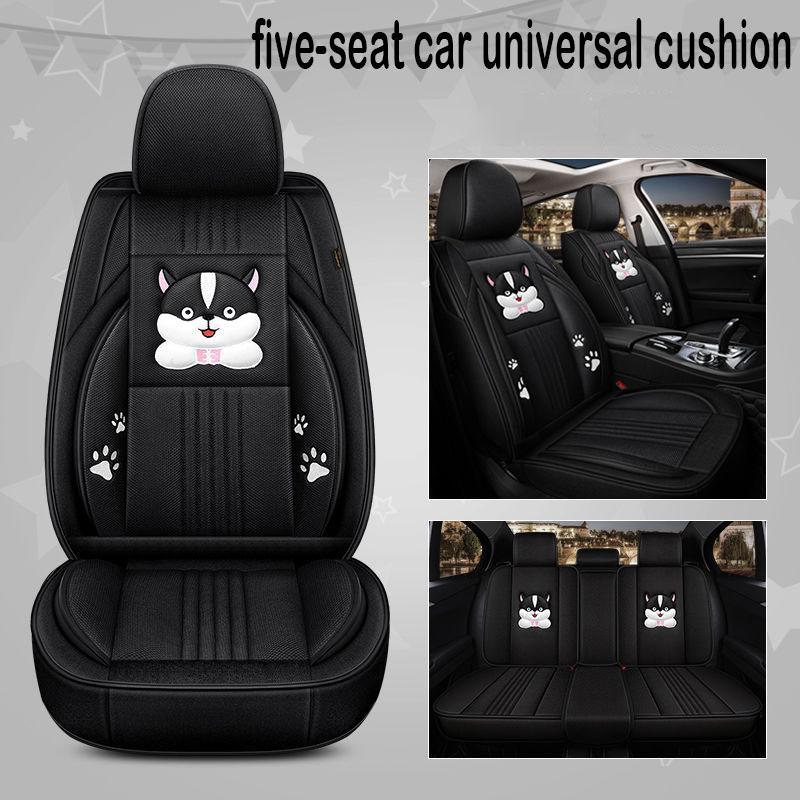 Cartoon Car Cushion Mesh Linen Car Seat Cover Fully Covered Four Seasons Universal Cushion