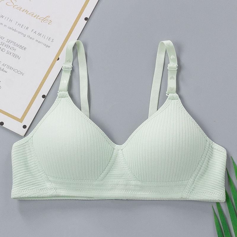 Underwear No Steel Ring Pure Cotton Thin Section Small Chest Gather Bra Developmental Girl's Bra Fabric Lightweight Soft and Breathable