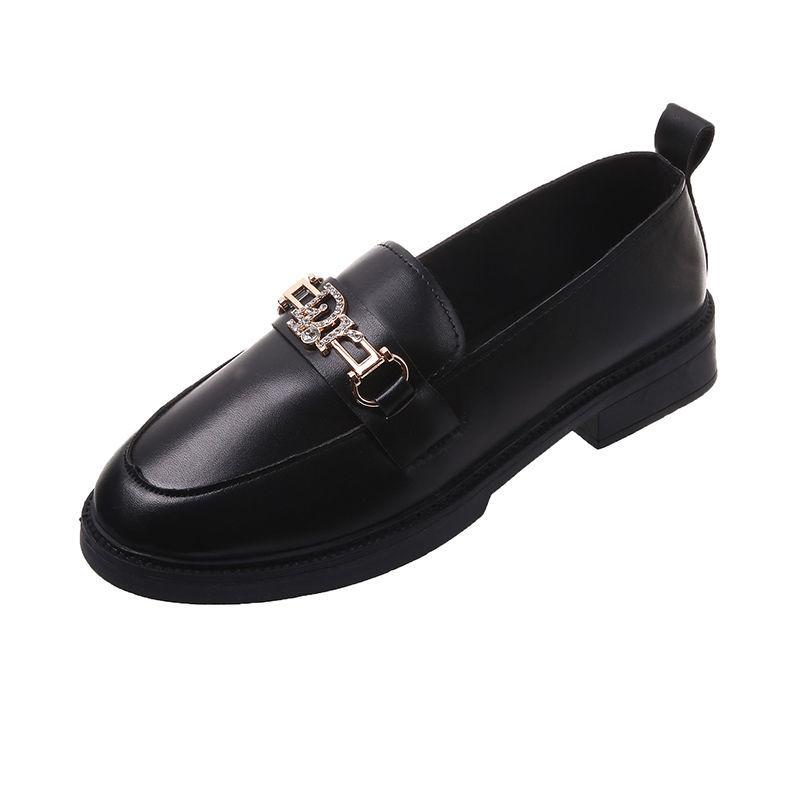 Small Leather Shoes Female British Style All-match Single Shoes Flat Leather Shoes Casual Work Shoes Comfortable and Light