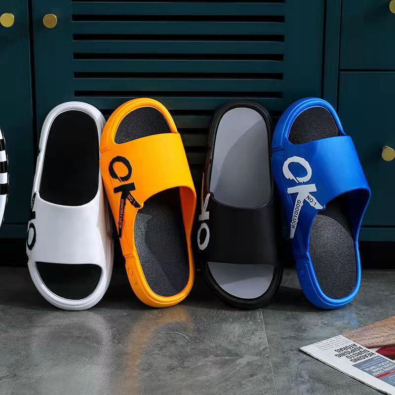 Men's and Women's Same Summer Slippers Indoor Bathroom Non-slip Thick Bottom Flip-flops Korean Style Personality Outside Wear Men's Sandals