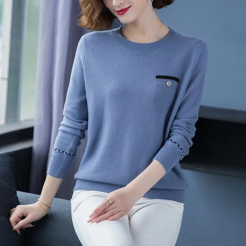 Spring Pullover Knit Bottoming Shirt Ladies Short Sweater Casual Versatile Outer Top Autumn