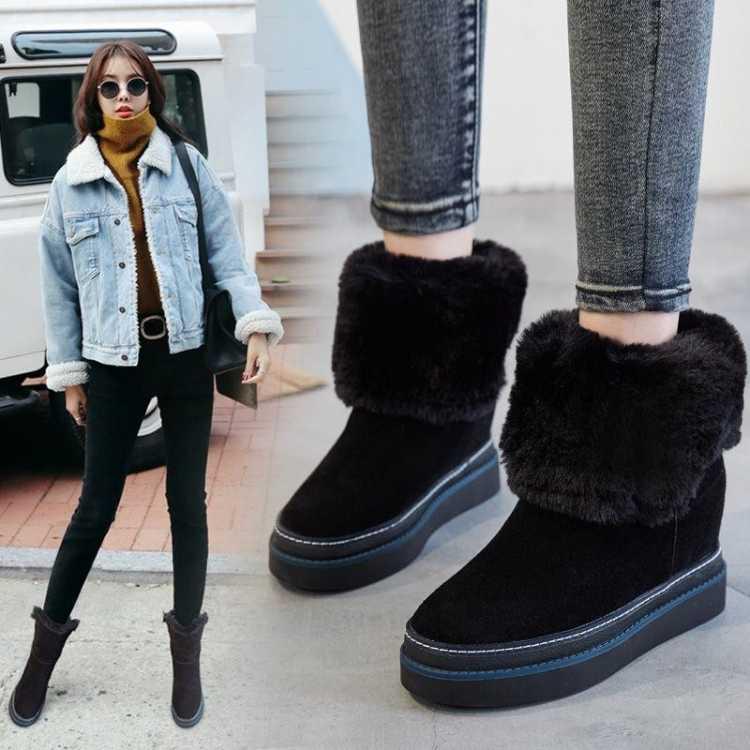 Women Snow Boots Winter Warm Fur Lined Casual Short Boots Winter Non-slip Martin Boots Size 35-40