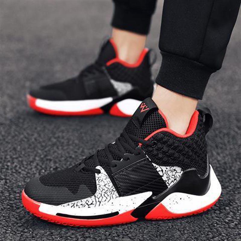 Plus Size 39-45 Summer Men High-top Sneakers Women Casual Running Basketball Shoes Students Breathable Shockproof Non-slip Shoes