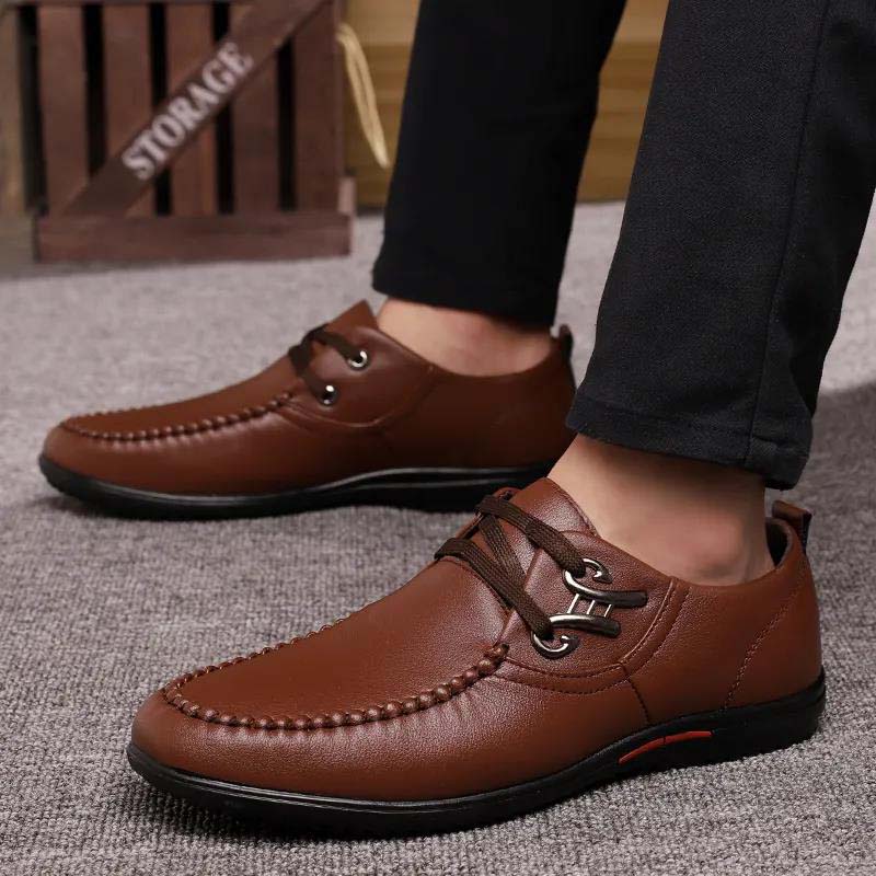 Leather Shoes Men's Spring and Summer Casual Soft Bottom Soft Surface Men's Youth Shoes Breathable Men's Shoes