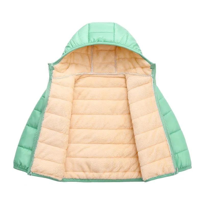 Children's Warm and Windproof Down Cotton Jacket Short Girl Plus Cashmere Coat Lamb Wool