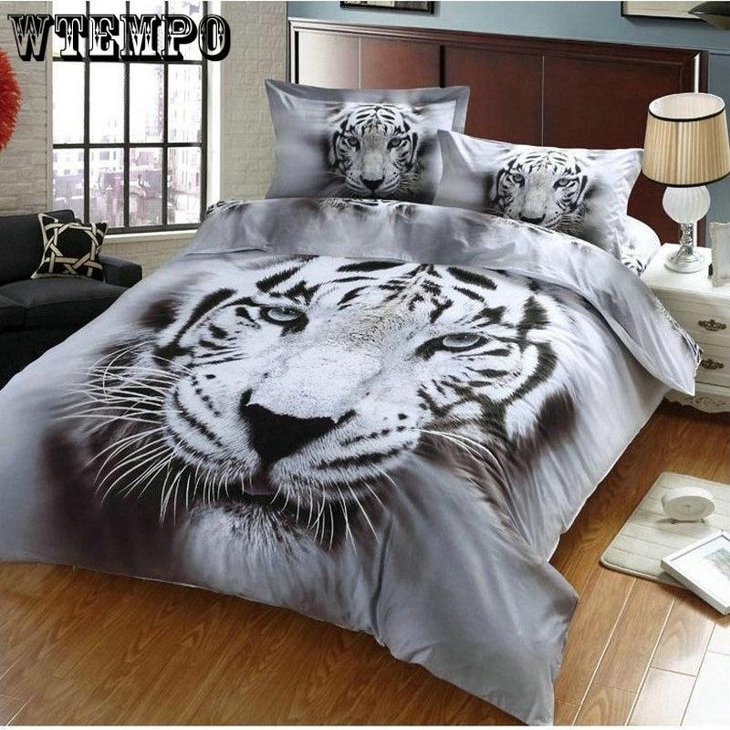 3D Lifelike White Tiger Bedding Set of Duvet Cover Pillowcases Size King,Size Queen,Size Twin