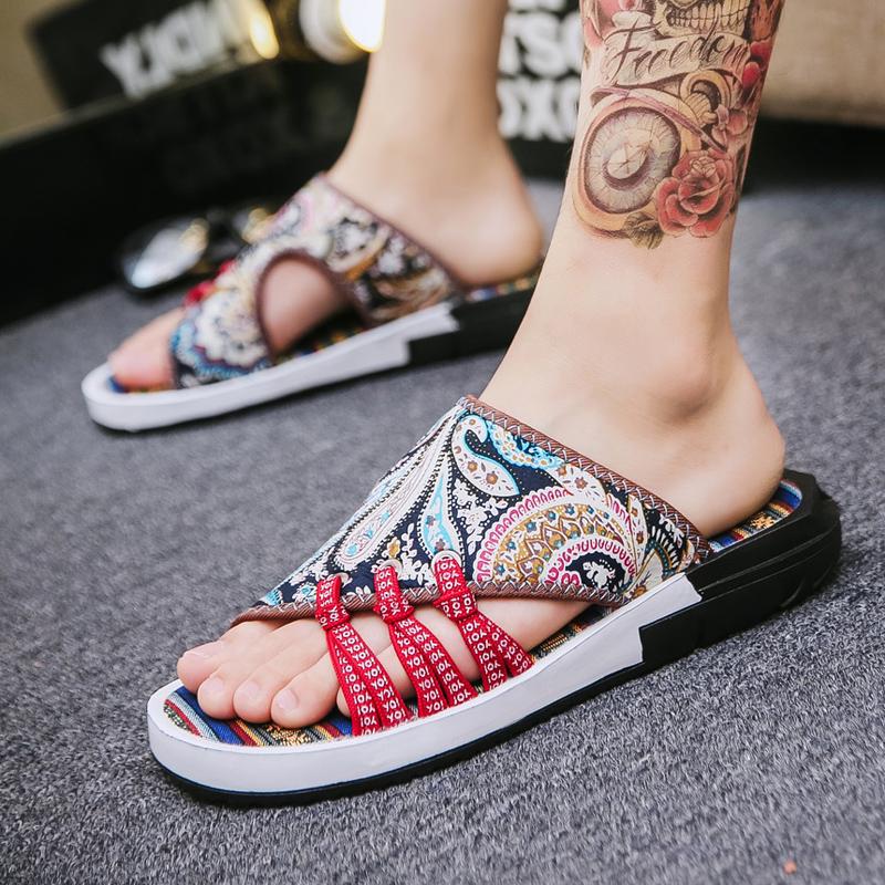 Cloth EVA Bottom Slippers Men's Sandals Men's Trend Beach Shoes Men's Sandals and Slippers Men's Word Drag Tide Slippers Men