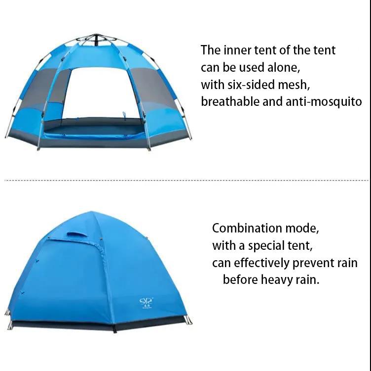 Outdoor Camping Sunscreen and Rainproof Thickened Double-layer 3-5 People Family Park Beach Automatic Quick-opening Folding Tent