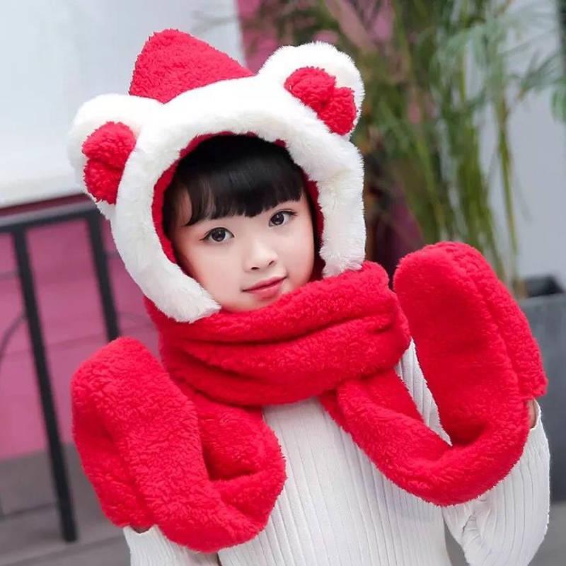 Parent-child Scarf & Hat & Gloves Women Girl Winter Warmer Fashion Cozy Soft