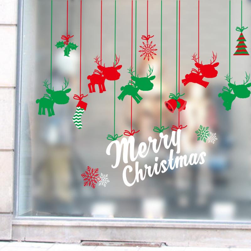 wall stickers Christmas decoration shop doors and windows glass holiday atmosphere