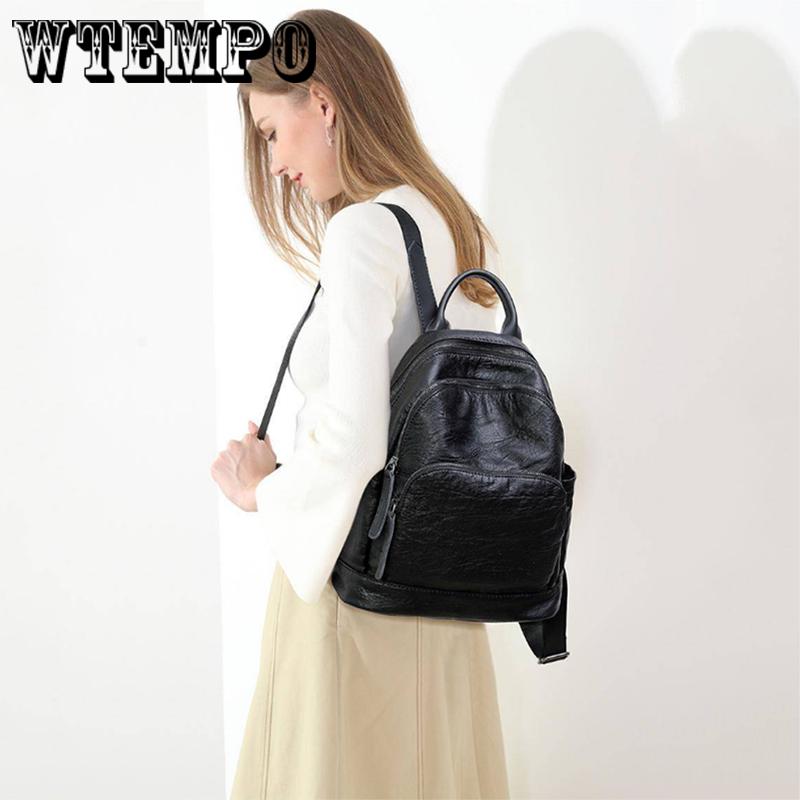 Shoulder Bag Female Leather Solid Color Bag Fashion Casual Travel Backpack Ladies Shoulder Bag