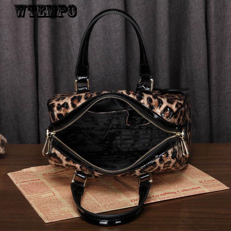 Diagonal Leather Shoulder Bag Female Leopard Pure Leather Women's Leather Bag