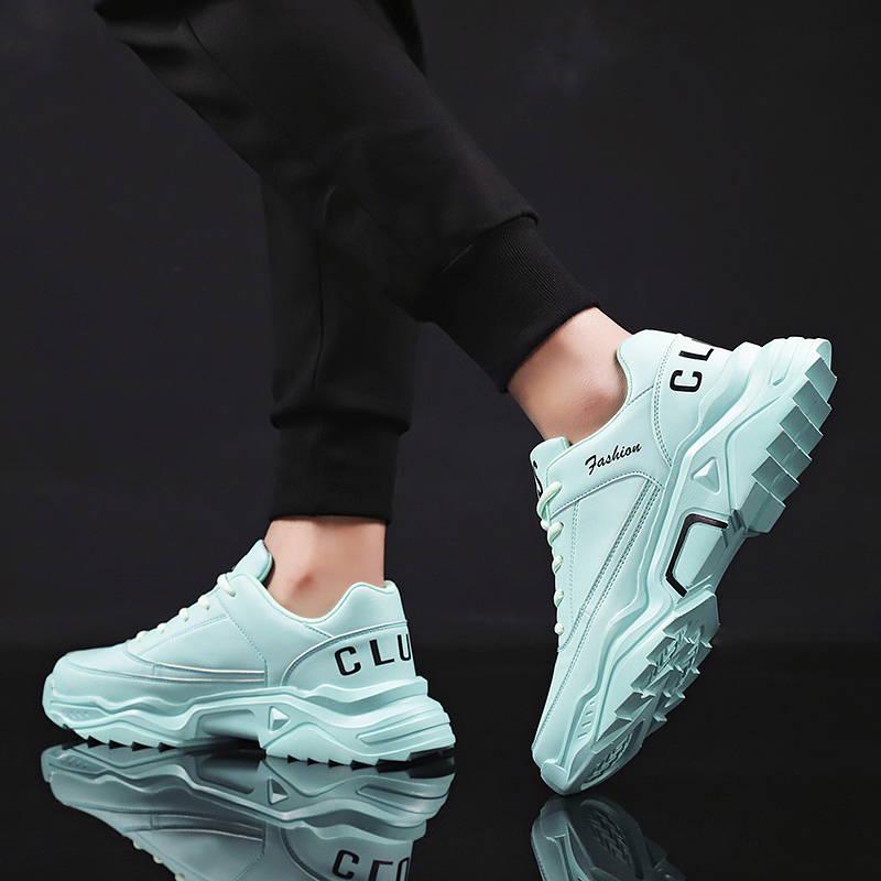 Men's Shoes Blue Lace Up Men's Casual Shoes Light Comfortable Shoes Walking Sneakers Daddy Shoes