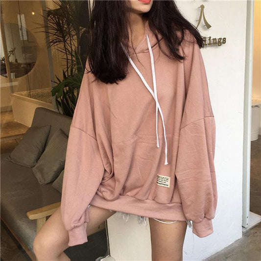 Large Size Long Sleeve Warm Hooded Tops Spring and Autumn Sweater Pure Cotton Women's Jersey Wild