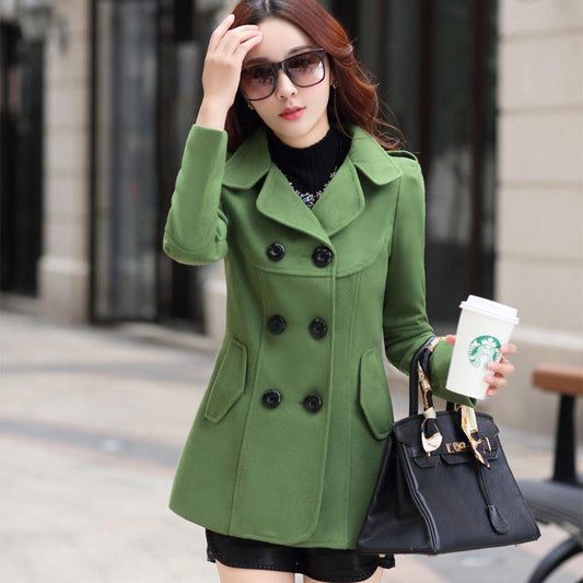 Woolen Coat Autumn and Winter Large Size Woman's Clothing Long Sleeve Warm Windbreaker Large Size