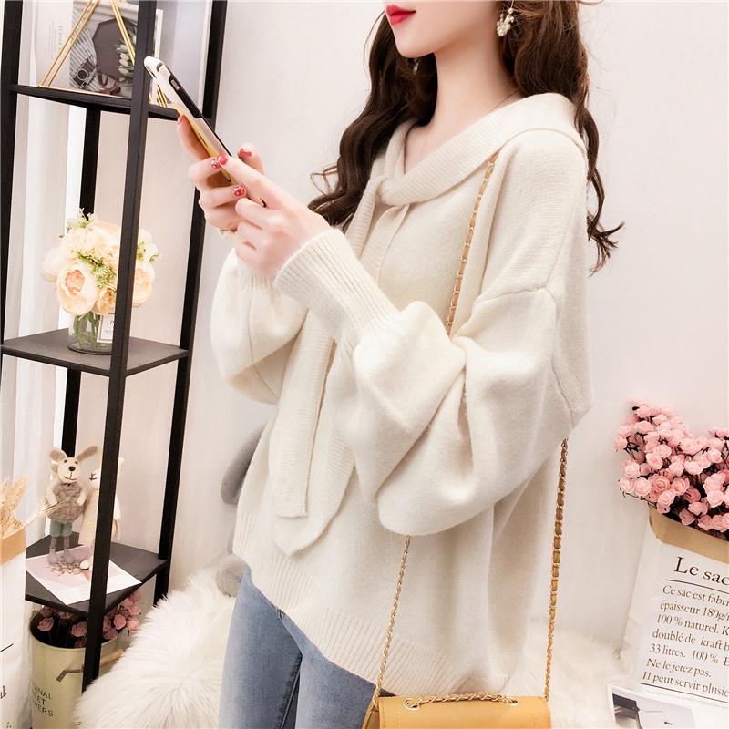 Autumn Winter New Style Turtleneck Loose Knit Sweater for Ladies Casual Solid-color Warm Coat for Ladies