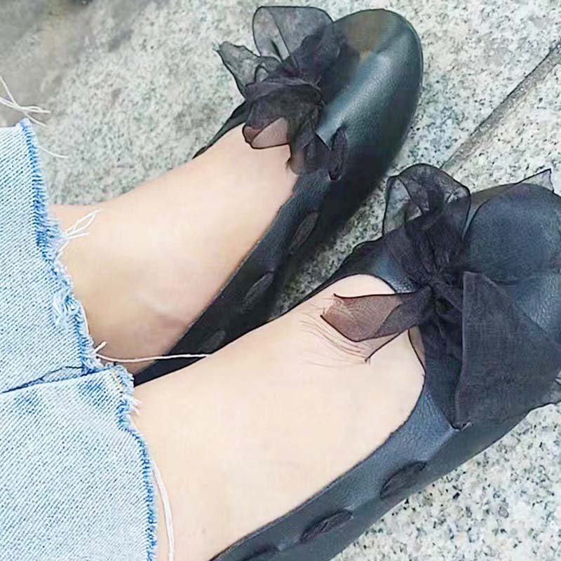 Single Shoes Women Spring Shallow Mouth Flat All-match Fairy Summer Popular Ribbon Gentle Shoes