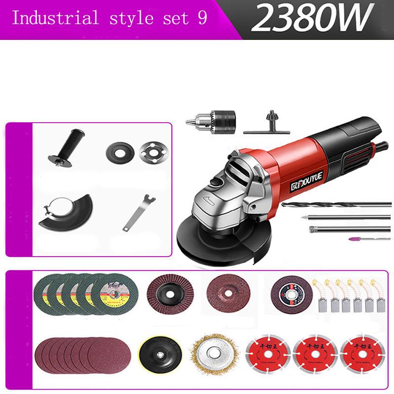 Industrial Electric Angle Grinder Set Multi-function Grinder Cutting Machine Supports 100mm RouletteA