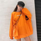 Autumn and Winter Cotton Orange Sweater Long Sleeve Loose Round Neck T-shirt Letter Casual Top