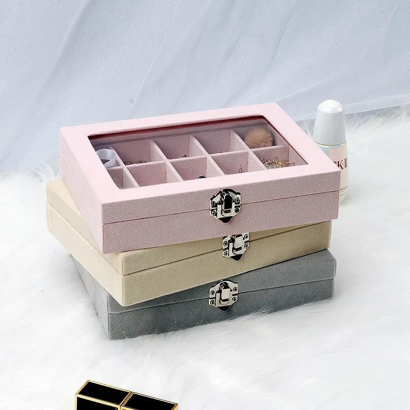 Jewelry Storage Box Dust-proof Transparent Large-capacity Hand Jewelry Stud Necklace Portable Exquisite Display Jewelry Box