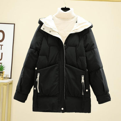 Winter Loose Padded Cotton-padded Jacket Women's Mid-length Hooded Jacket