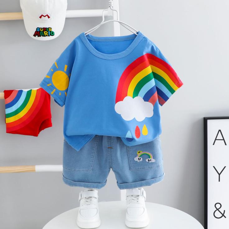 Baby Boy and Girl Summer Printing Short-sleeved Suit for Children 1-3 Years Old Baby Boy and Girl Summer Two-piece Suit