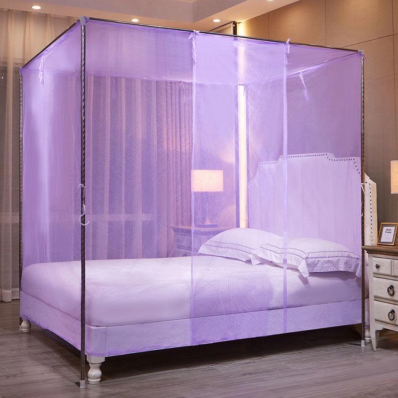 Lace Princess Style Old-fashioned Bed Encryption Mosquito Net Household Bedroom Square Top Single Double Mosquito Net with Rope Can Be Tied