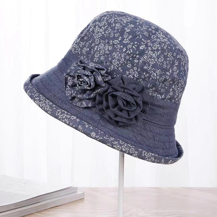 Women's Flower Cotton Cap Foldable Spring Summer Fisherman Hat All Match Floral Cloth Cap Windshield Sun Hat Elegant Pot Cap