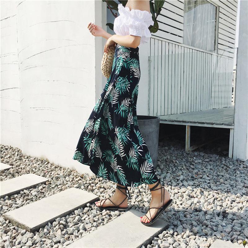 A piece of cloth Long Floral Chiffon Casual Skirt Women Summer Chiffon Wrap Skirt Long Beach Skirt