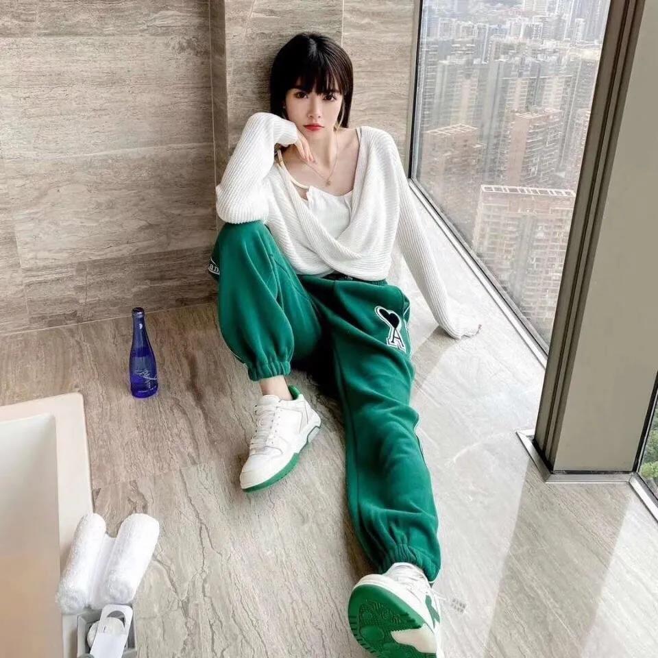 Spring and Autumn Sports Pants Embroidery Tide Couple Braise Bills Men and Women with Casual Pants