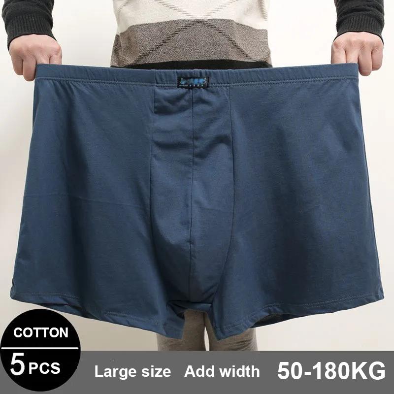 5-Pack Men's Cotton Boxer Plus Fertilizer Large Size Underwear Dad Big Size Elastic Four-tied Pants