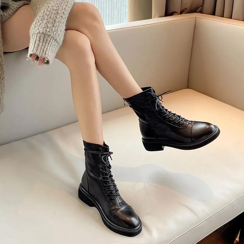 Thick Heel Women's Boots Short Boots Women's Autumn and Winter Plush Women's Boots Shoes Women's Martin Boots