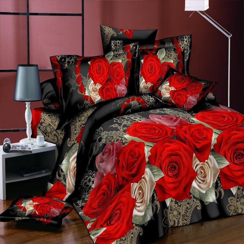 Duvet Cover Set 3D Oil Painting Bed In A Bag 4pcs Bedding Sets Flat Bed Sheet Comforter Duvet