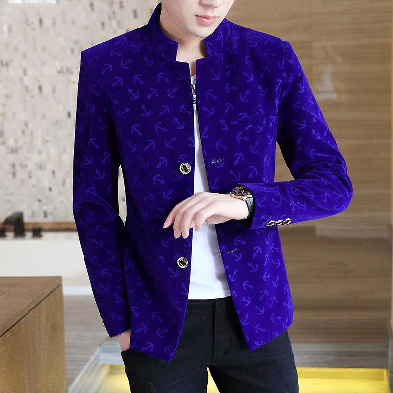 Fashion Men's Suit Korean Style Slim Casual Single Velvet Youth Suit