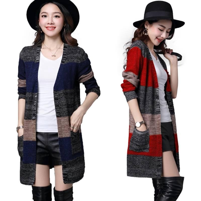 Cardigan for Women Long Slim Knitted Basic Sweater Female Woman Sweaters Autumn Pull Femme