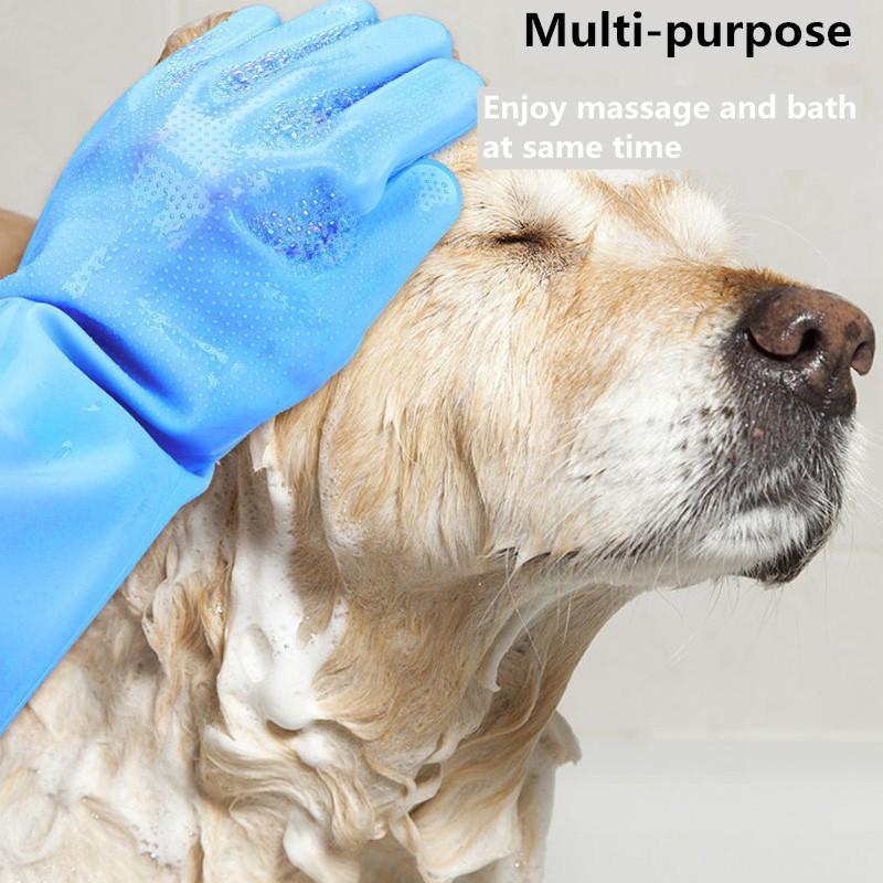 Dog Cat Bathing Gloves Massage Brush Extended Anti-cat Scratch Bites Dog Pet Gloves Dedicated Artifact Pet Grooming Hair Removal Washing Gloves