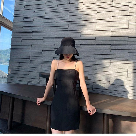 Women's Summer High Waist Tight Club Dress Short Skirt Mini Sleeveless Front Drawstring Dress